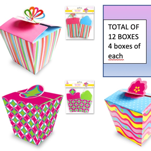 12 pcs Party Craft Treat Boxes Favor Boxes Gift Boxes (3 Designs) - Picture 1 of 8